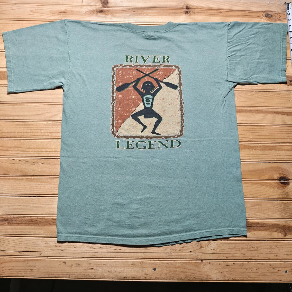 Vintage 90s Chattooga River Legend Kayak Rafting Kokopelli Graphic T-Shirt XL