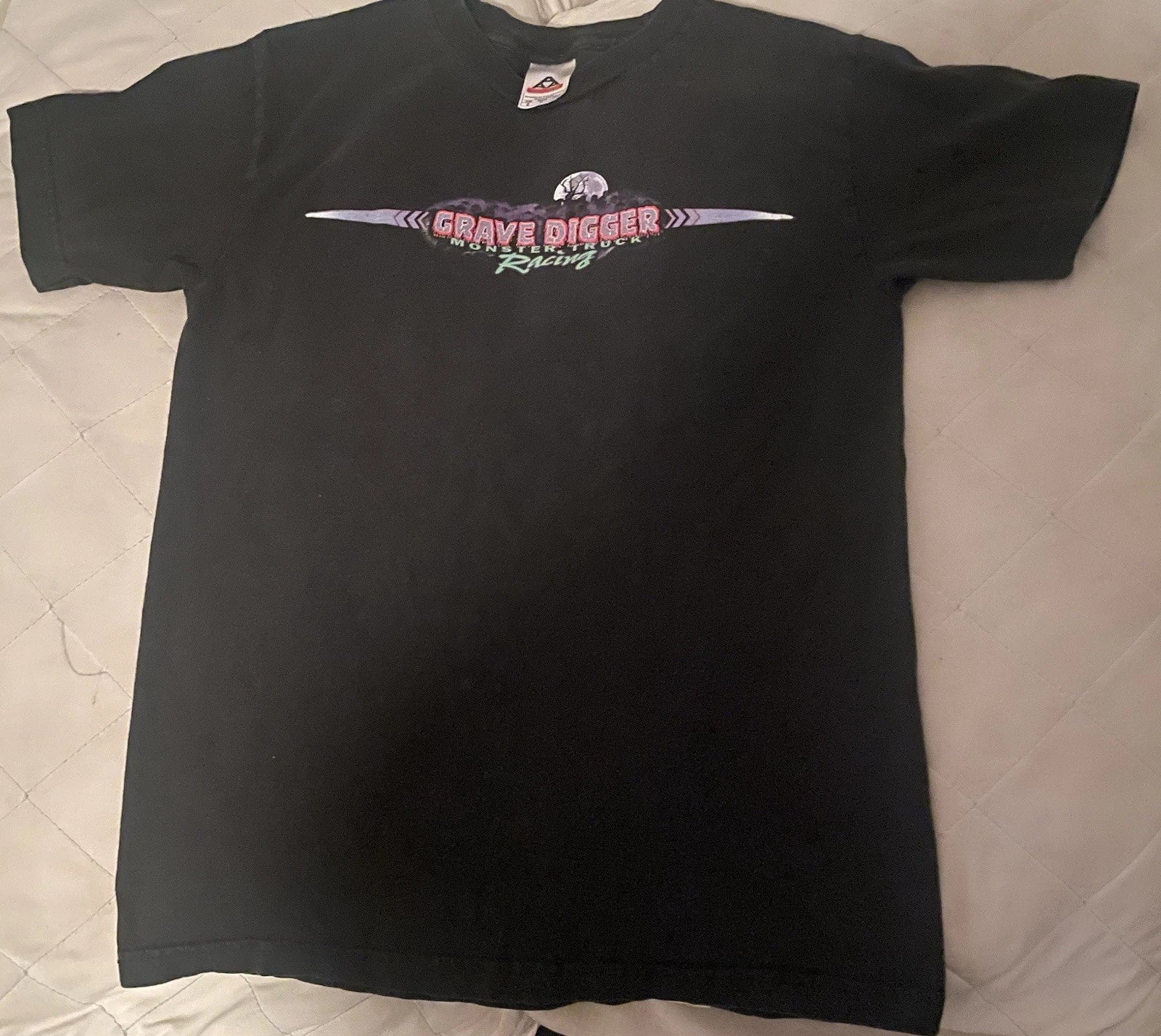 Y2K Grave Digger Black T shirt Alstyle Men Size Small 00s Monster Truck Racing