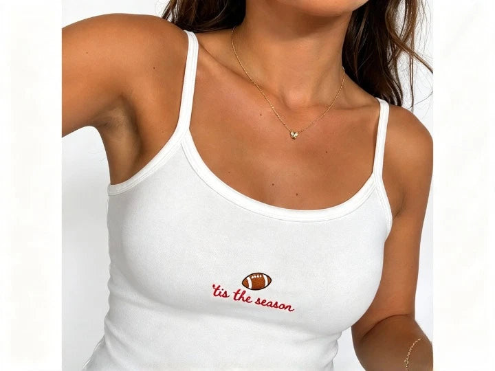 Football Embroidered Tank Top, Tis the Season Shirt, Football Season Shirt