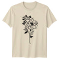 Elegant Line Art Floral Womens T-Shirt Minimalist Flower Floral Birthday