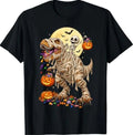 Skeleton Riding Mummy Dinosaur T Rex  Halloween T-Shirt