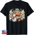Cute Highland Cow Snowman Hot Cocoa Christmas Trees T-Shirt