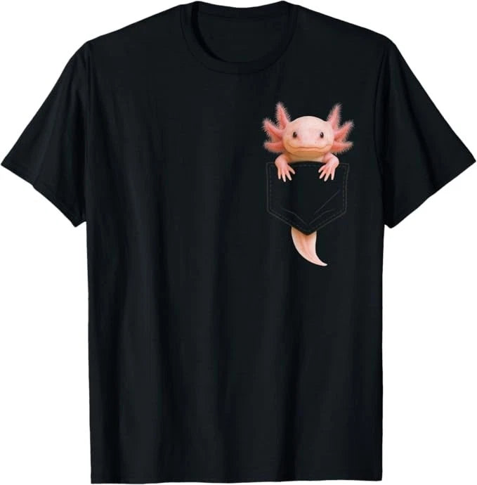 Cute Axolotl Pocket Funny Gifts for Men Women T-Shirt Image 1 of 3