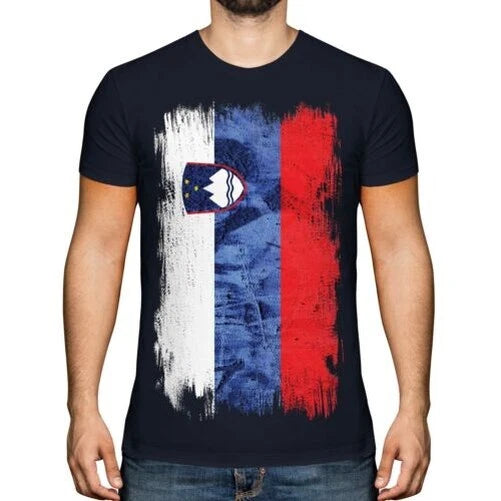Slovenia Grunge Flag Men Top Slovenija Slovenian T-Shirt