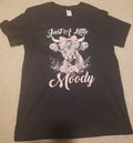 Highland Cow 'Just A Little Moody' Floral Print T-Shirt M Funny Farm Farmer Image 1 of 4