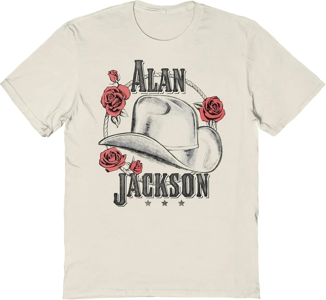 Alan Jackson Hat and Roses T-Shirt Country Music unisex ALL size shirt Image 1 of 3