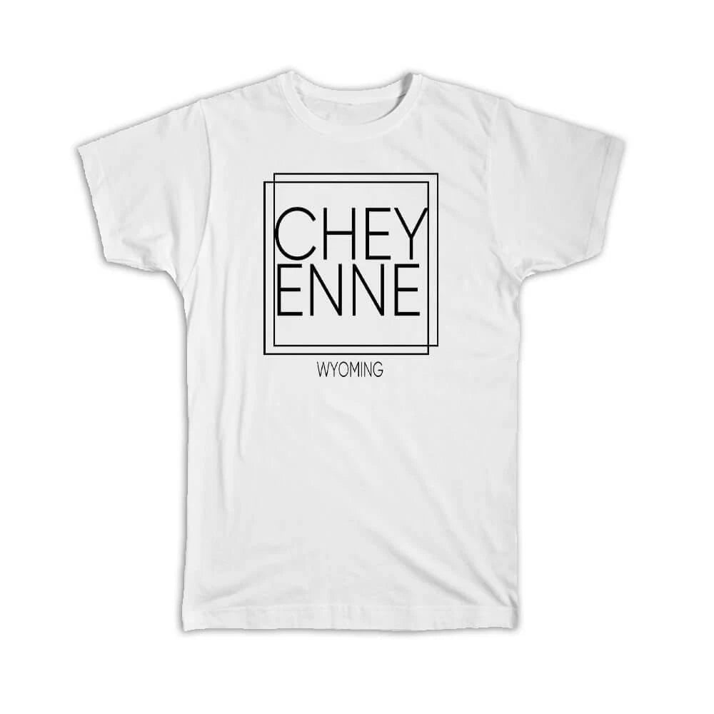 Gift T-Shirt : CHEYENNE Wyoming Square Modern Minimalist Font