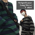 Harajuku Oversized High Street Stripe T-shirt long sleeves vintage style All-mat