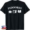 Indoorsy Coffee Sewing Book Lover Funny T-Shirt