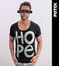 Pistol Boutique Men's Fitted Black Round Scoop Neck HOPE GRAFFITI T-shirt
