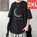 T Shirt (Black 2XL Size) Short Sleeve Top Simple English Print Clothing 09