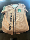 Starbucks polyester button up jersey 19". chest near mint+ coffee barista Image 1 of 4