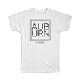Gift T-Shirt : AUBURN Maine Square Modern Minimalist Font