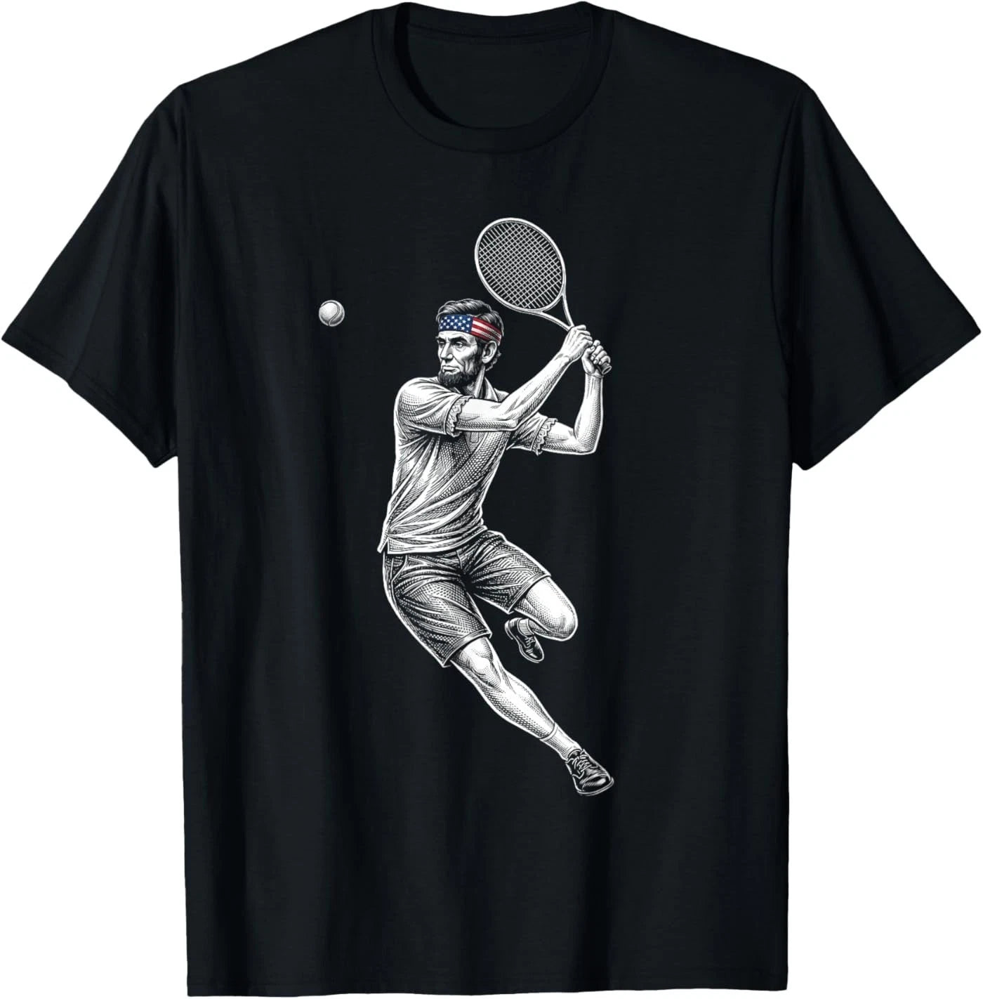 Abraham Lincoln President Playing Tennis Retro Vintage T-Shirt