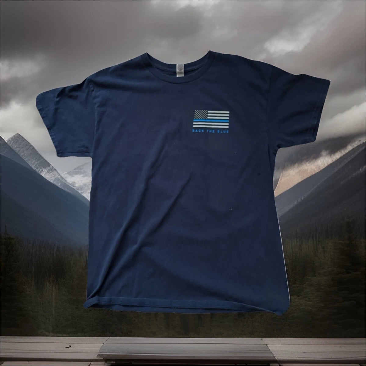 Back the Blue Truck Graphic Navy Blue Men's T-Shirt Size L
