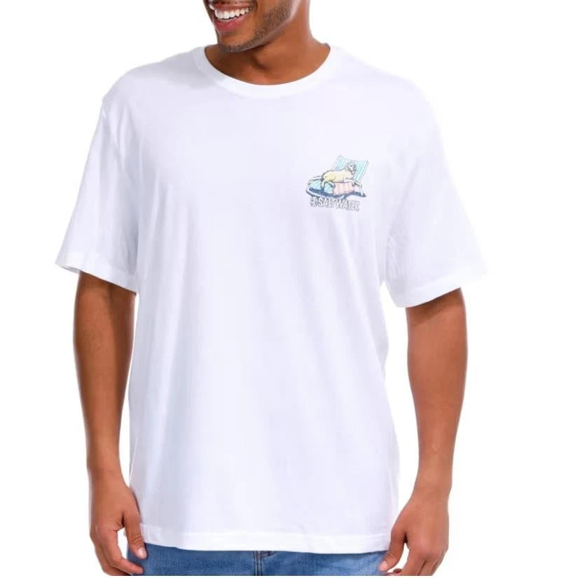 Men's IZOD Saltwater Graphic T-Shirt DOG on Beach Beers Sand Size M L XL XXL NWT