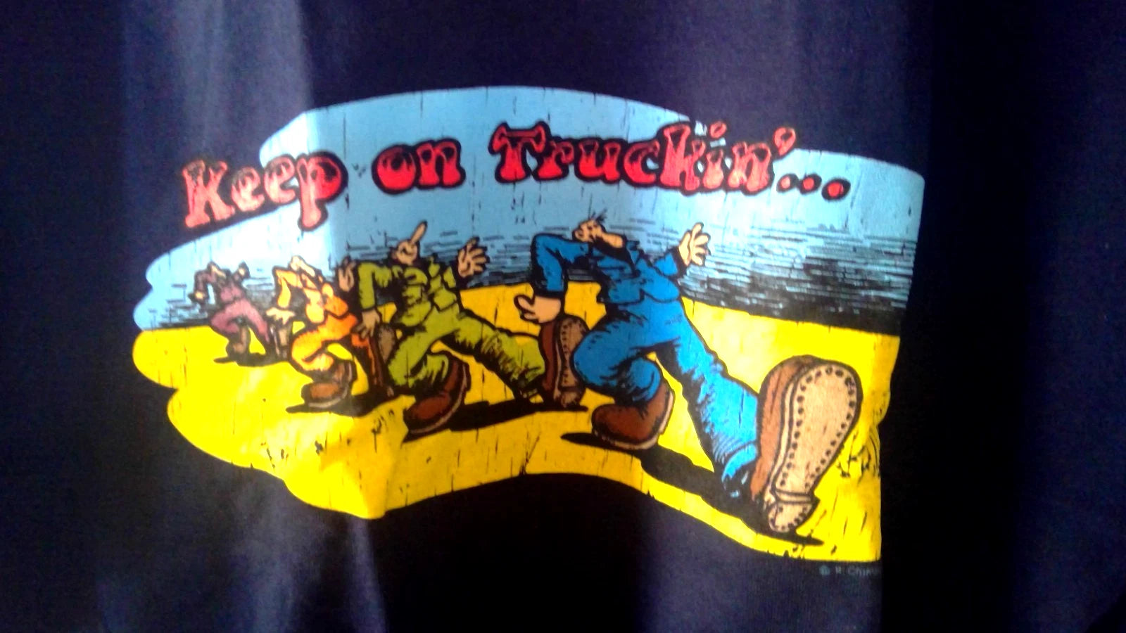 R Crumb t shirt Keep on truckin' blue XL Gildan 100% cotton new free ship