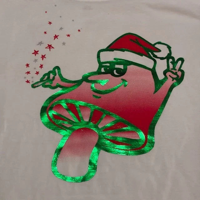 NWOT Mellow Mushroom House of Shroom Mellow Holidaze Crew LONG SLEEVE XL T-Shirt