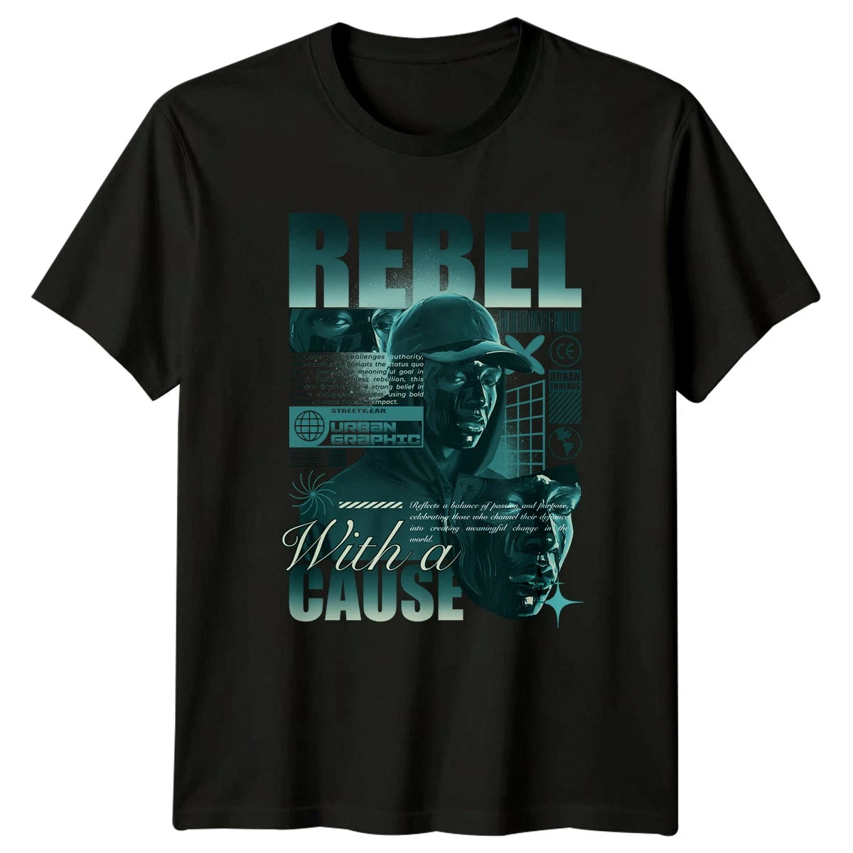 Rebel With A Cause T-Shirt Urban Activism Streetwear Birthday Gift For Him