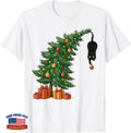 Funny Meowy Christmas Cat Naughty Tree Ornament T-Shirt