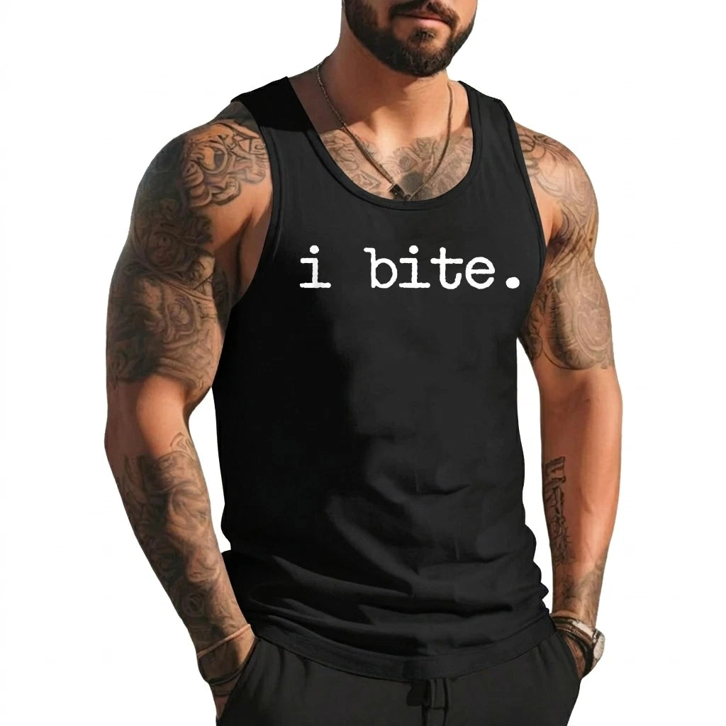 Inappropriate Funny I Bite Attitude Introvert Embarrassing Tank Top