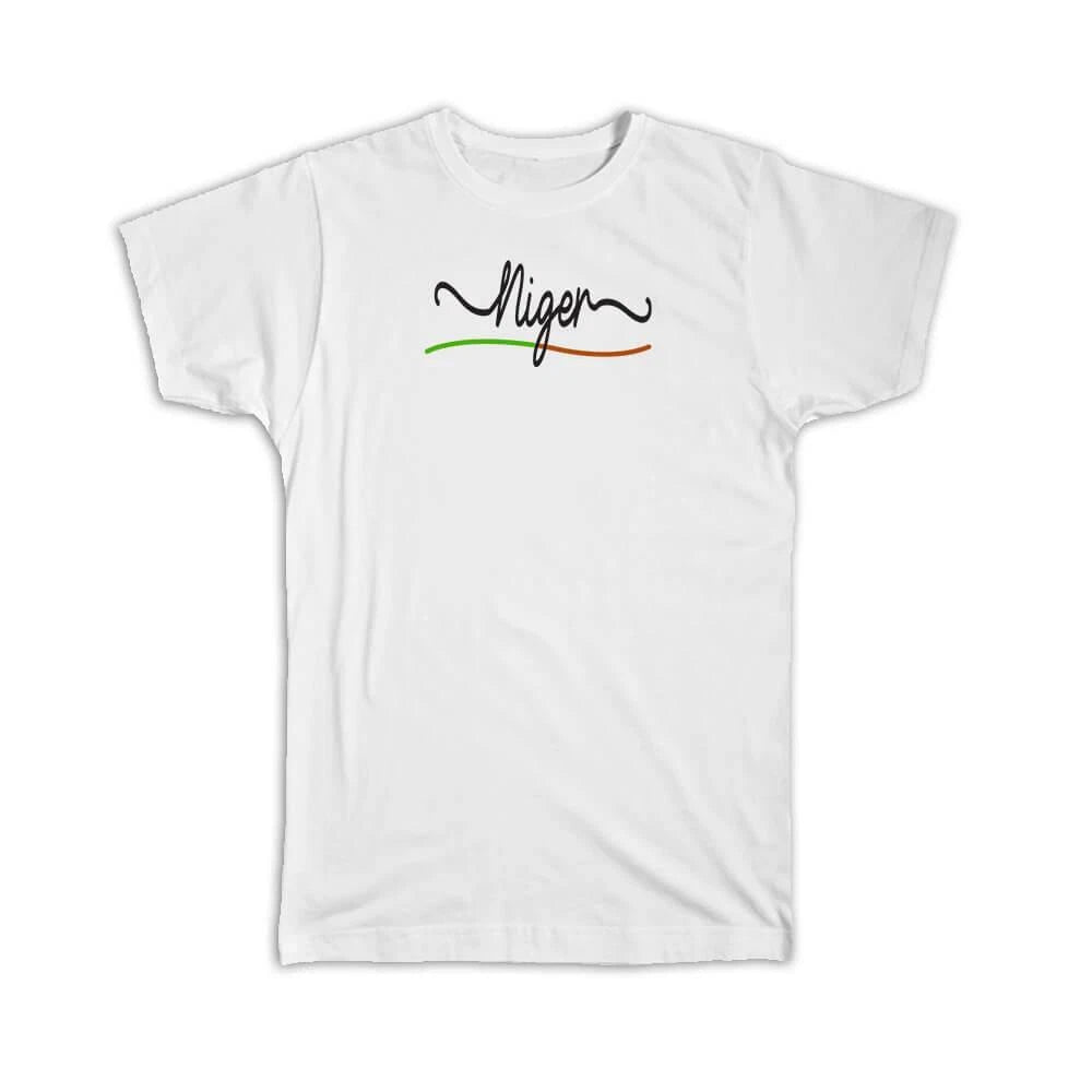 Gift T-Shirt : Niger Flag Colors Travel Expat Country Minimalist Lettering