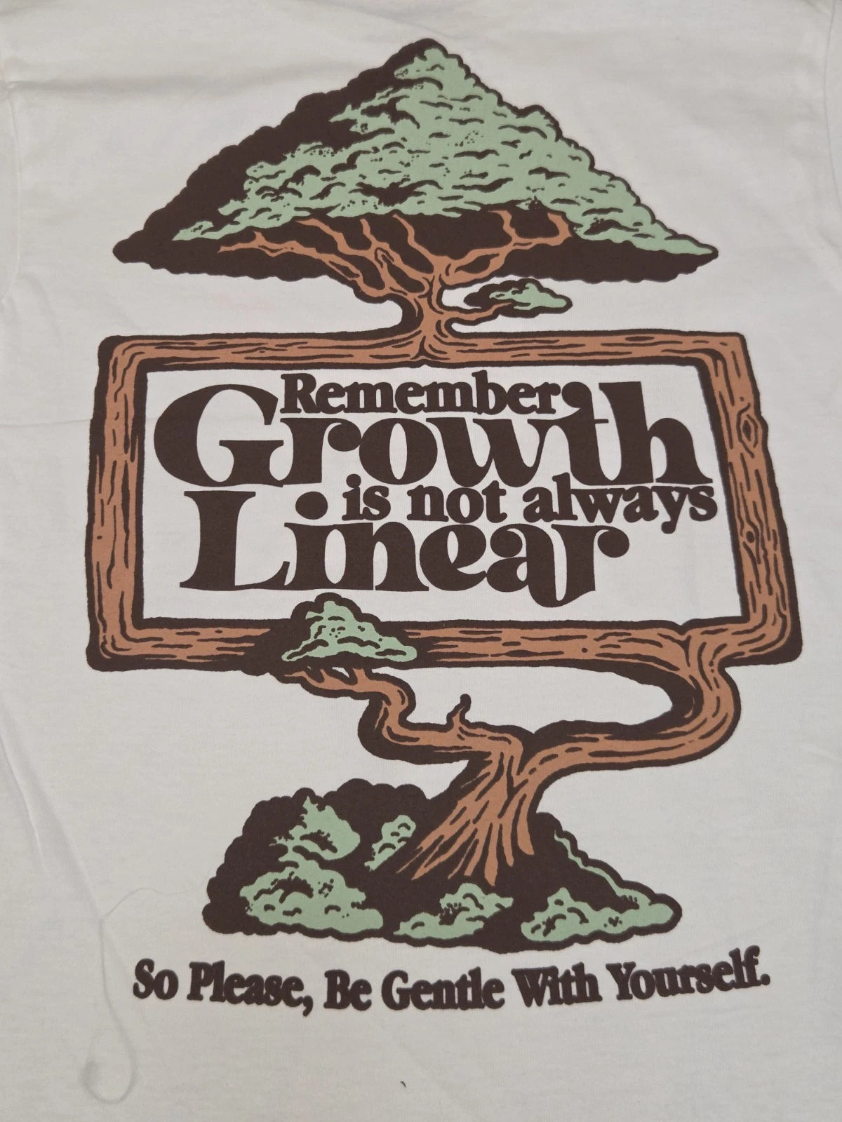 NEW Dravus Self Love & Reflection Growth Is Not Linear White T-shirt Small