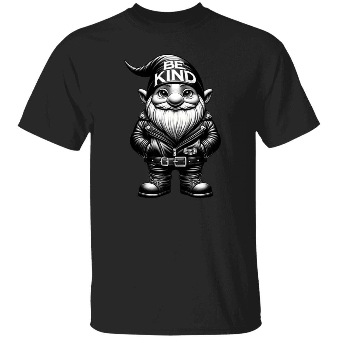 Be kind T-shirt cool motivational Biker gnome unisex tee Black Navy Dark Heather