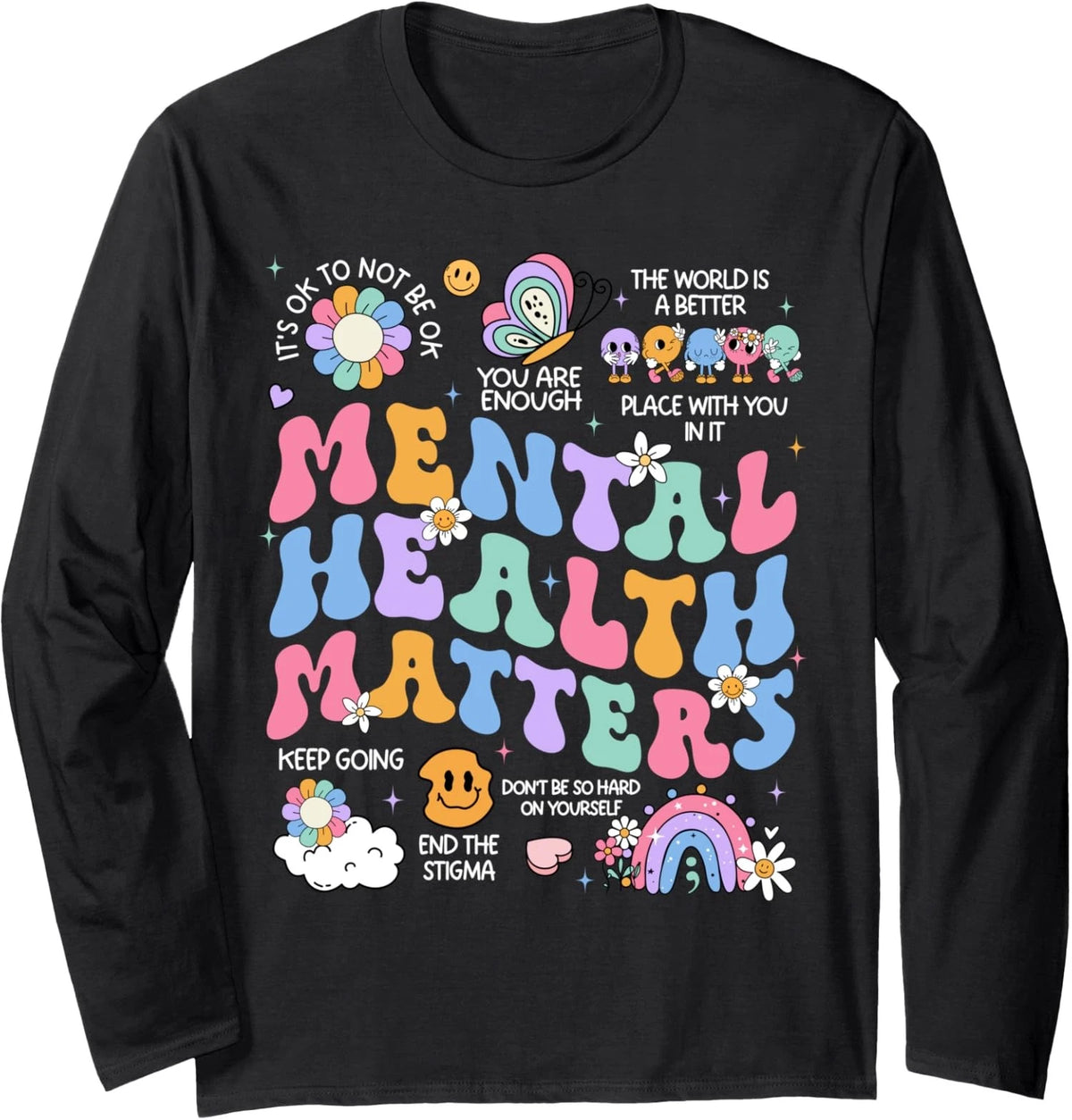 Mental Health Matters Human Brain Awareness Long Sleeve T-Shirt