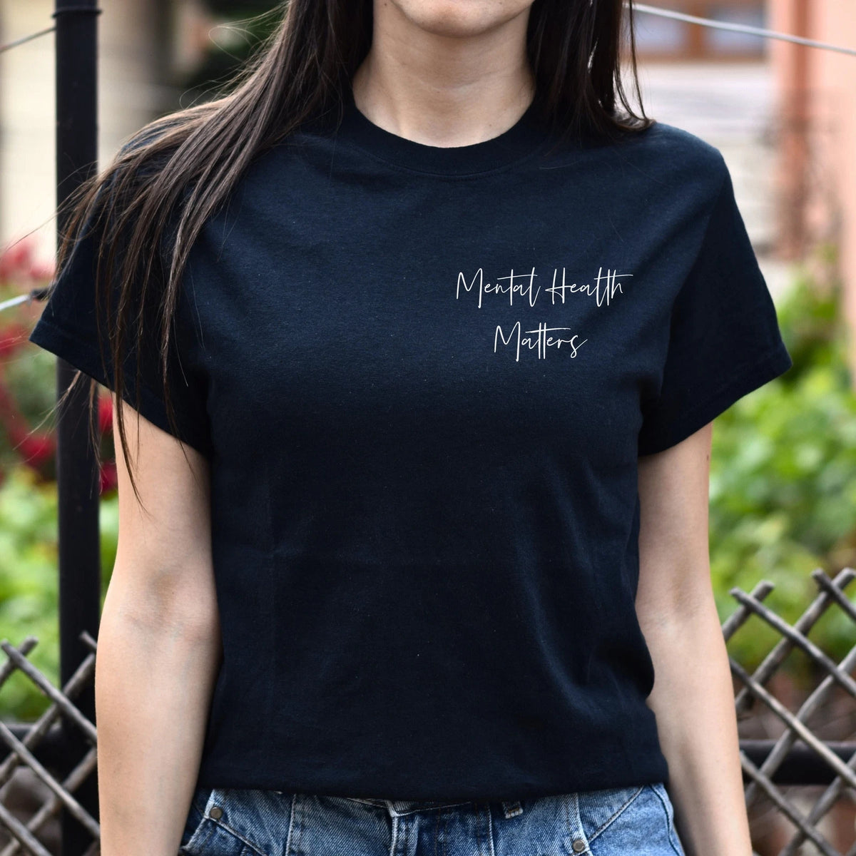 Mental health matters pocket Unisex T-shirt social worker tee Black Navy Dark He