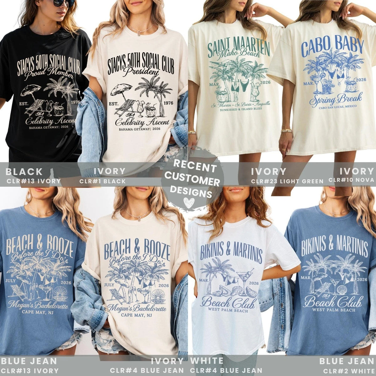 Custom Name Social Club Shirt, Personalized Coastal Bachelorette Party Tee