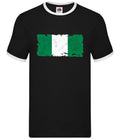 Nigeria Grunge Style Flag - Mens Ringer - Nigerian Country Travel Flags