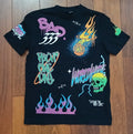 Rare Black Tshirt Graffiti Print FSBN Medium 38 Chest - Excellent Condition