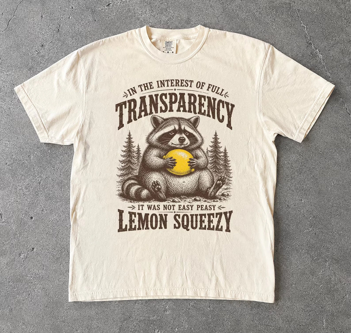 Funny Raccoon Easy Peasy Lemon Squeezy Vintage Animal Retro Graphic T-Shirt