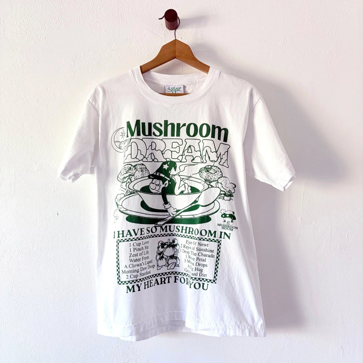 Rare Online Ceramics T-Shirt Small White Mushroom Dream Peace Love Graphic Tee