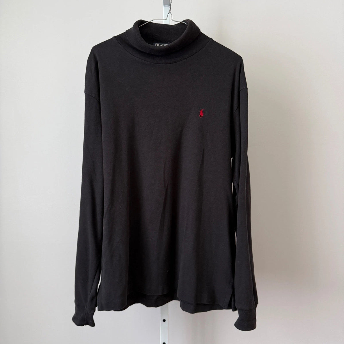 VTG Polo Ralph Lauren M Black Turtleneck Capsule Dark Academia Pony Logo Shirt Image 1 of 4