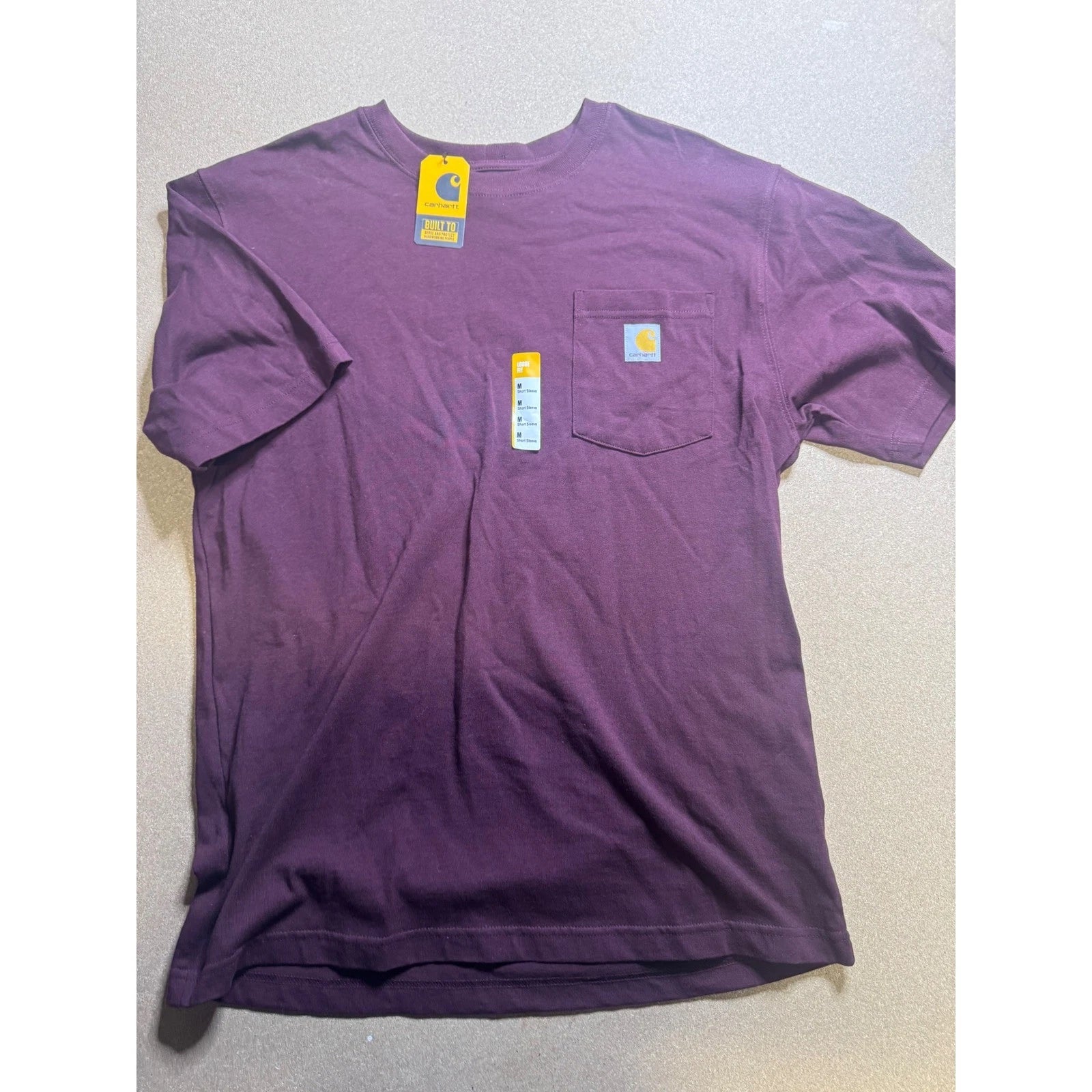 Carhartt Mens Loose Fit Heavyweight Pocket T-Shirt Plum Wine IRREGULAR