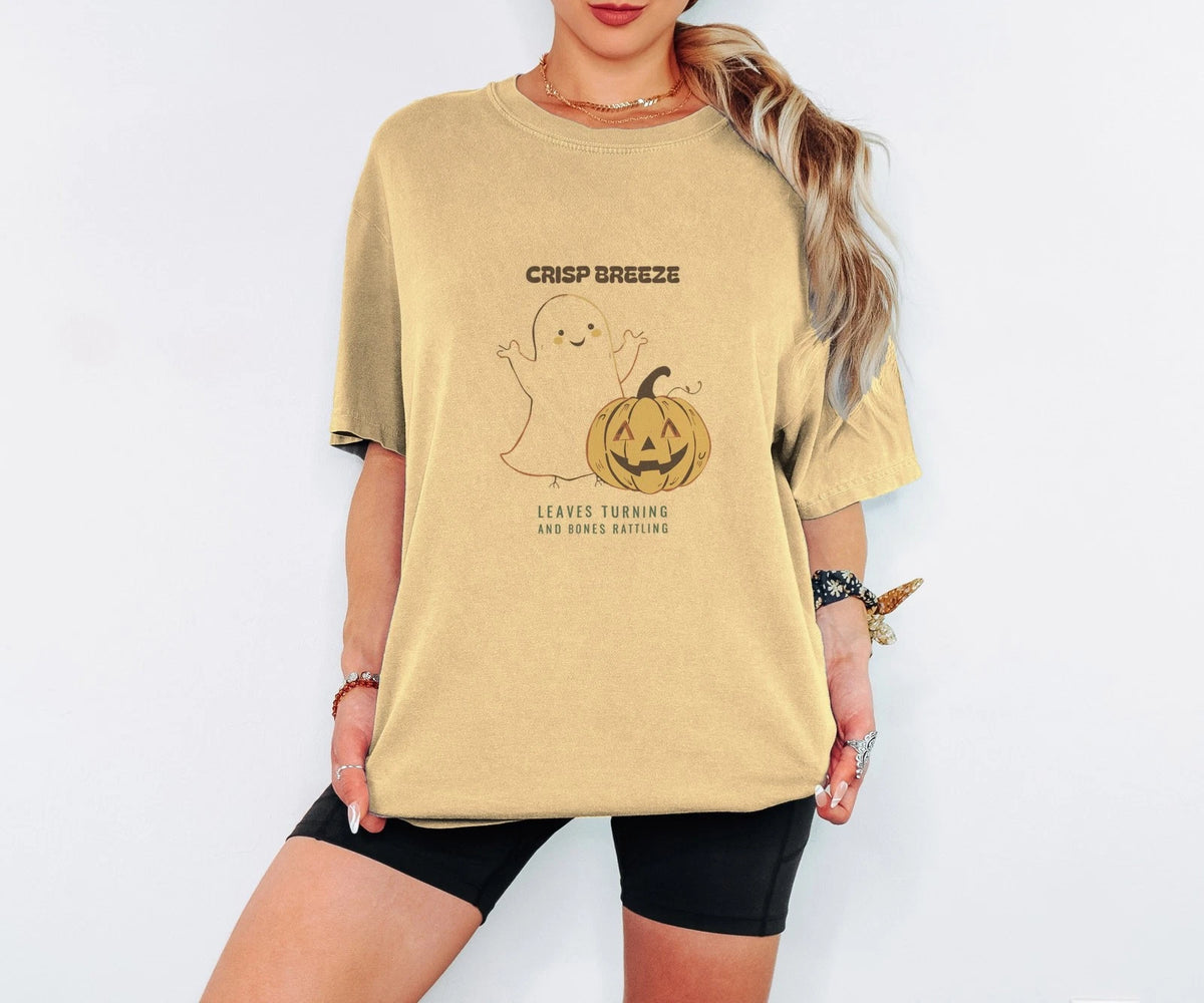 Spooky Season Shirt - Crisp Breeze Leaves Turning and Bones Rattling