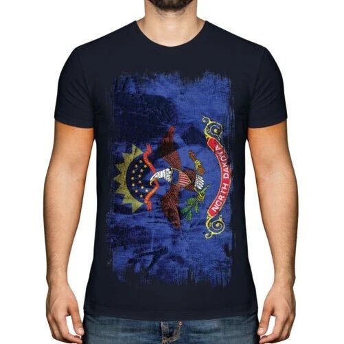 North Dakota Zustand Grunge Flagge Herren T-Shirt North Dakotan Hemd Geschenk