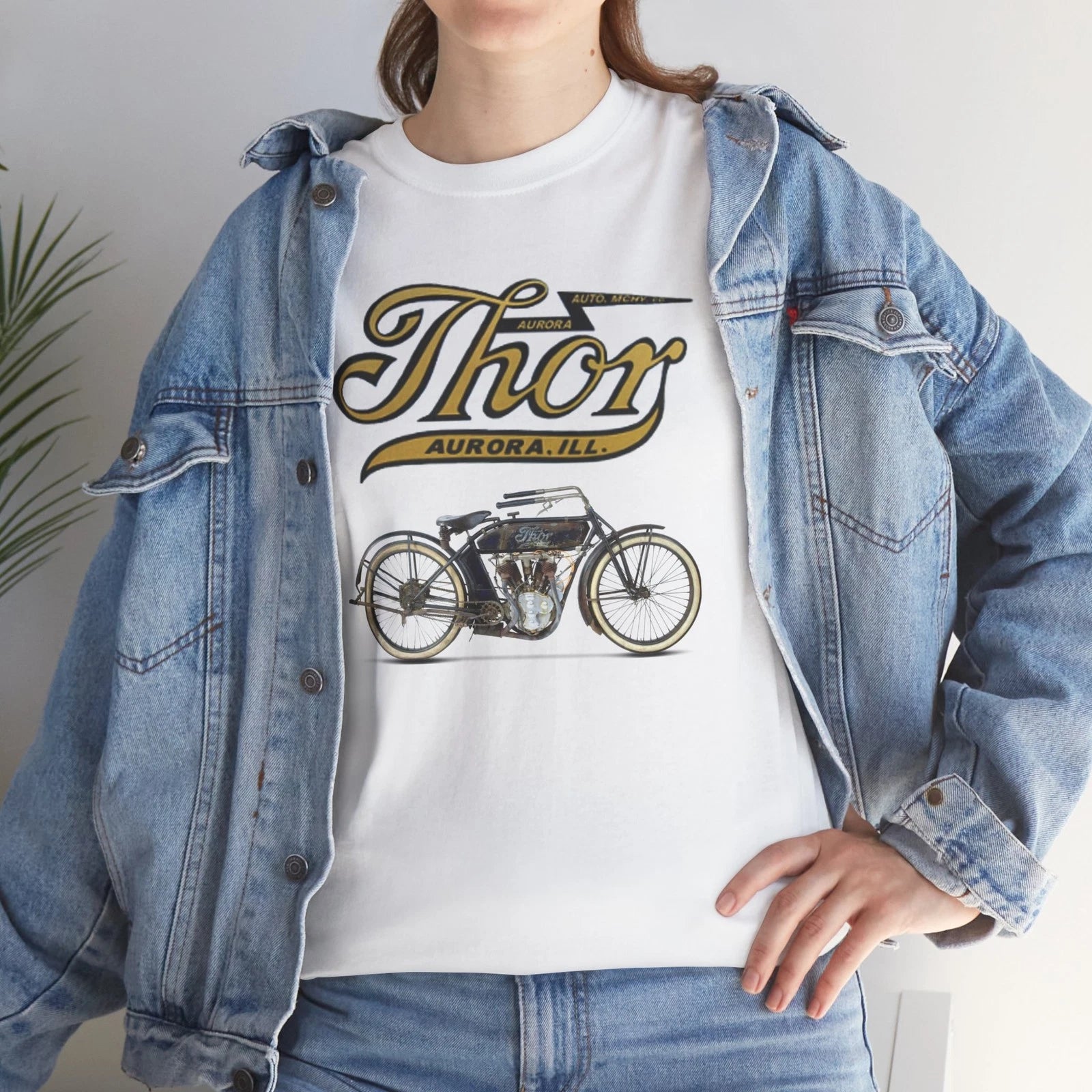 Vintage Thor Motorcycle Unisex Tee, Heavy Cotton Shirt for Bikers, Retro Graphic