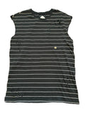 New Pacsun mens Vintage Wash Black Stripe Shirt Cotton Distressed Tank Top M