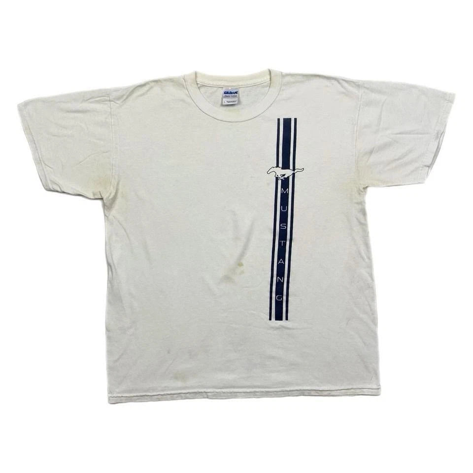 Y2K Mustang Car Graphic T-shirt White L