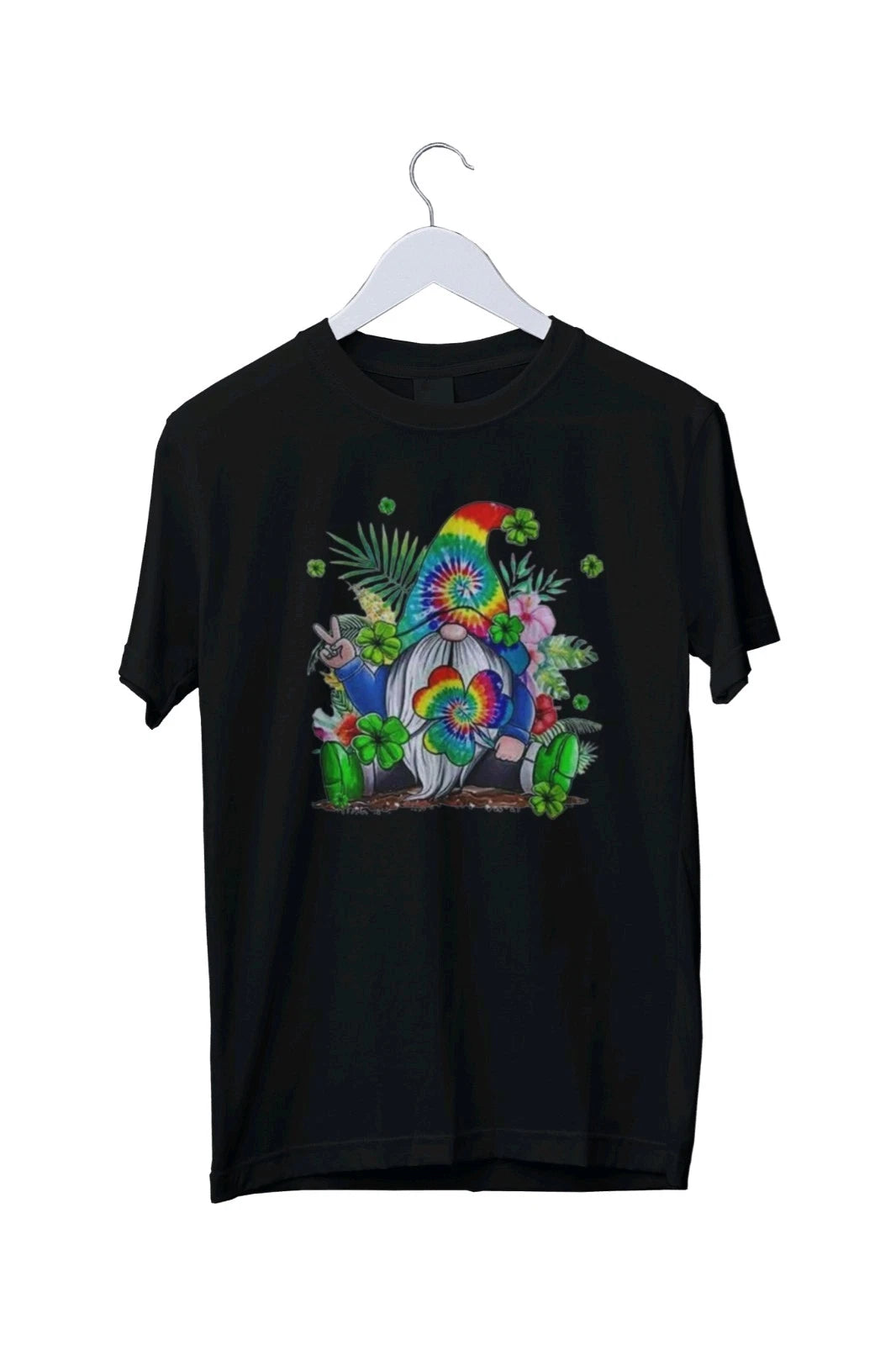 Hippie Gnome Tie Dye Hippie Clover St. Patricks Day Shamrock T Shirt All Sizes