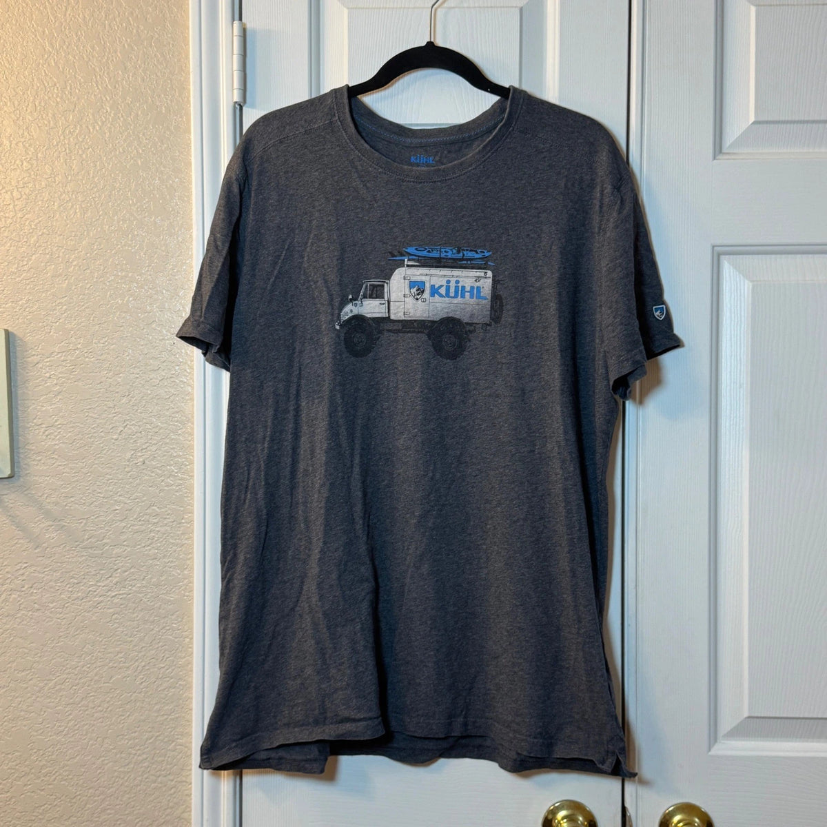 Kuhl Wildfibre MOG Tee Mens XL Organic Cotton Unimog Kayak Fishing Charcoal