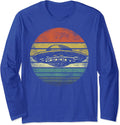 UFO Gifts Retro Sunset Funny Alien Hunter Silhouette Long Sleeve T-Shirt