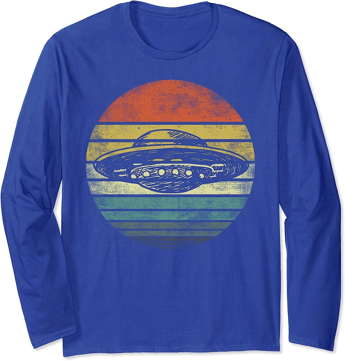 UFO Gifts Retro Sunset Funny Alien Hunter Silhouette Long Sleeve T-Shirt