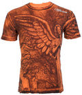 $62 AFFLICTION Orange GRAVE ANGEL Short Sleeve Slim Fit Y2K T-shirt