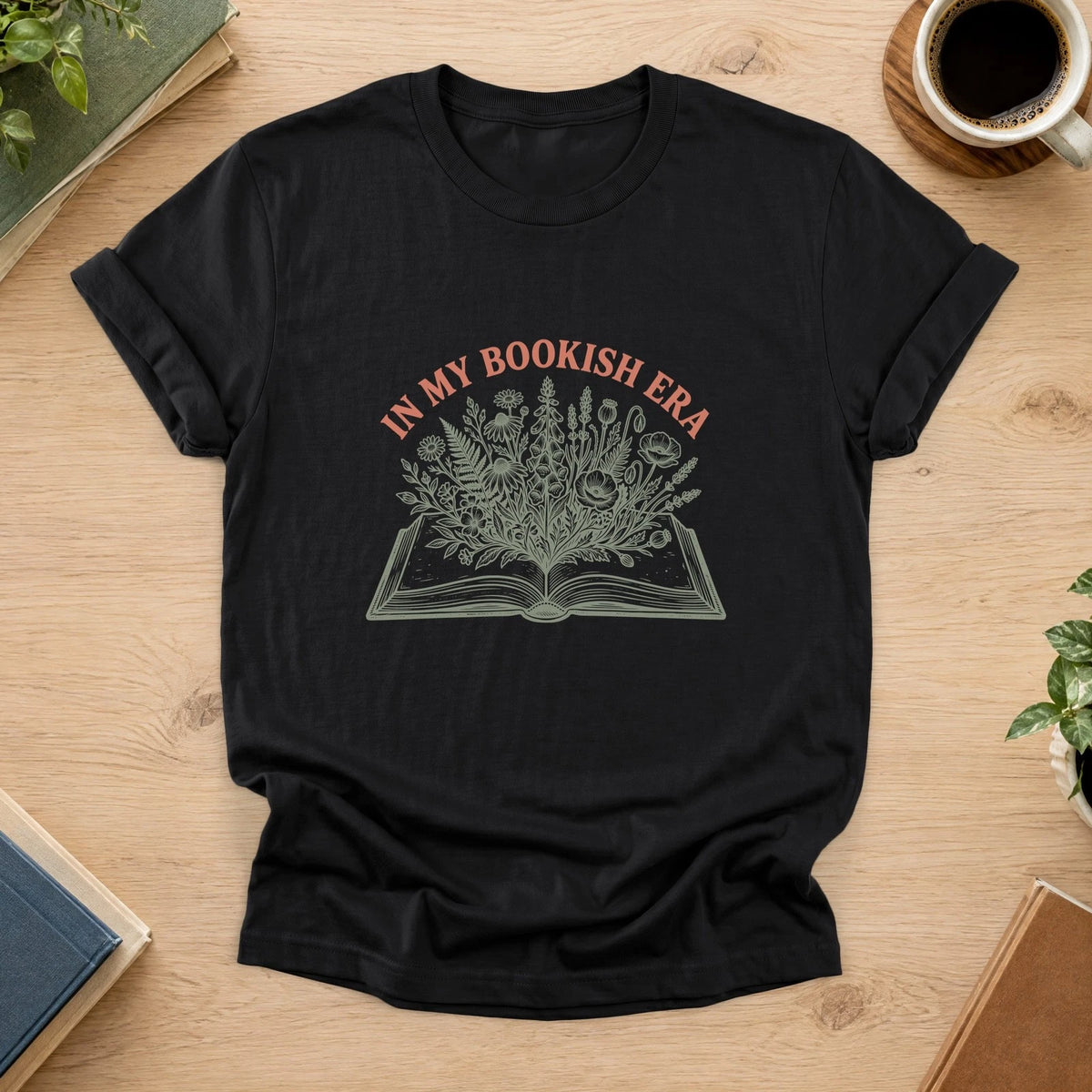 In My Bookish Era Shirt Floral Open Book Lover Tee Reading Gift