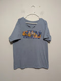 Chicago Jazz Blues R&B Graphic T-Shirt Mens Blue Cut Neck Music Tee XL