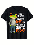 Funny Frog "Selective Hearing" Graphic T-Shirt - Men's Cotton Crew Neck Tee with